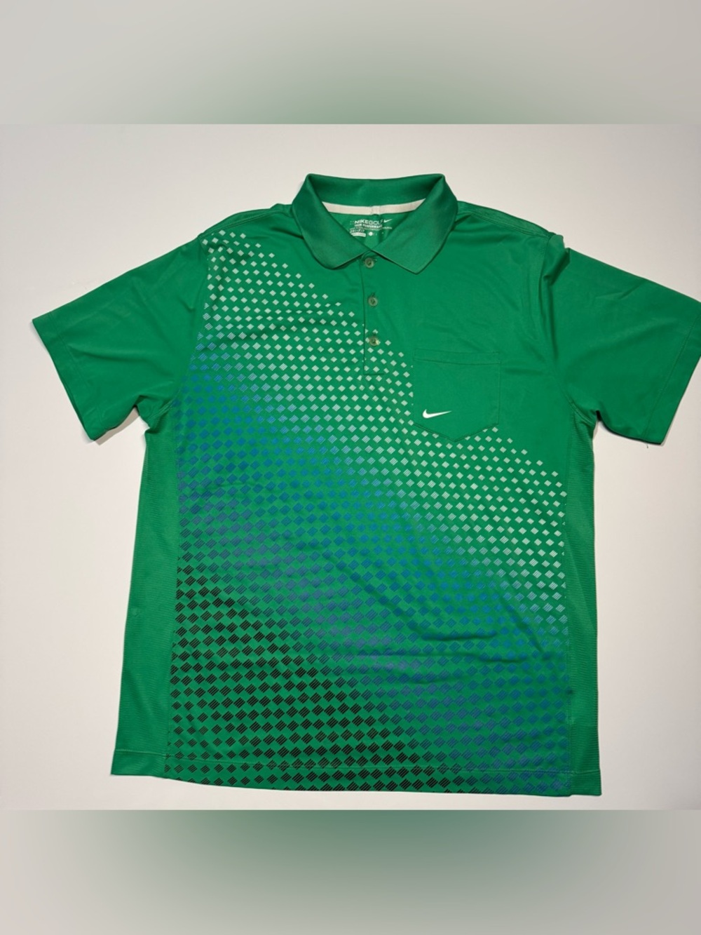 Nike Golf Tour Performance Dri Fit Shirt Mens Large Green Short Sleeve Polo